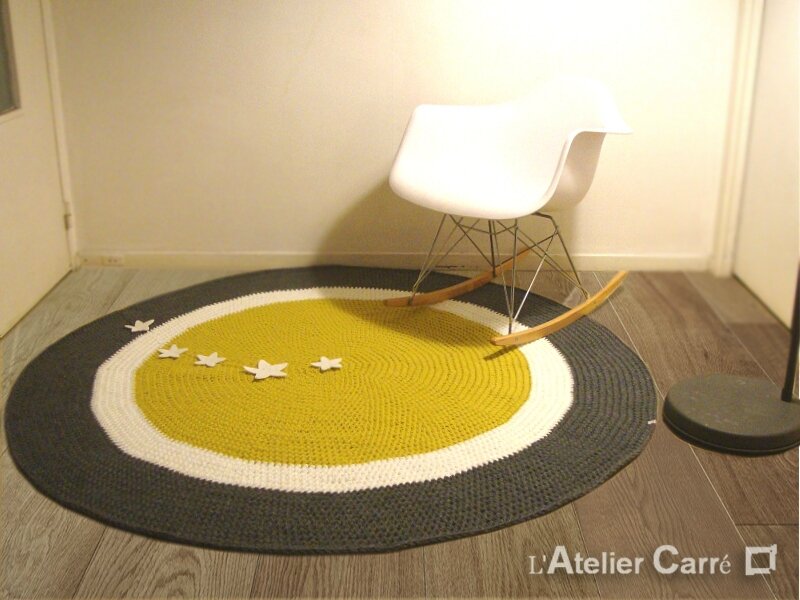 Ils ont la cote l'atelier carré Tapis jaune et gris