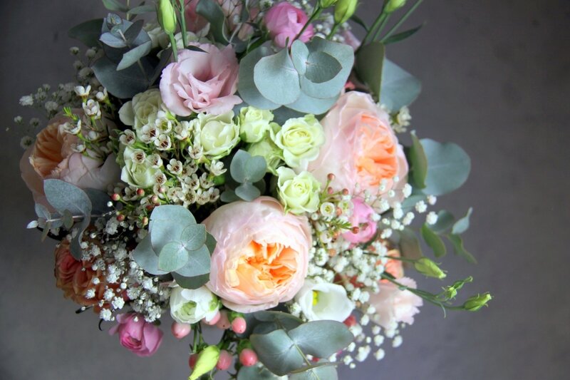 Bouquet champêtre rose David Austin - bouquet de mariée - Création La Saladelle - Atelier floral Perpignan et Pyrénées-Orientales 01