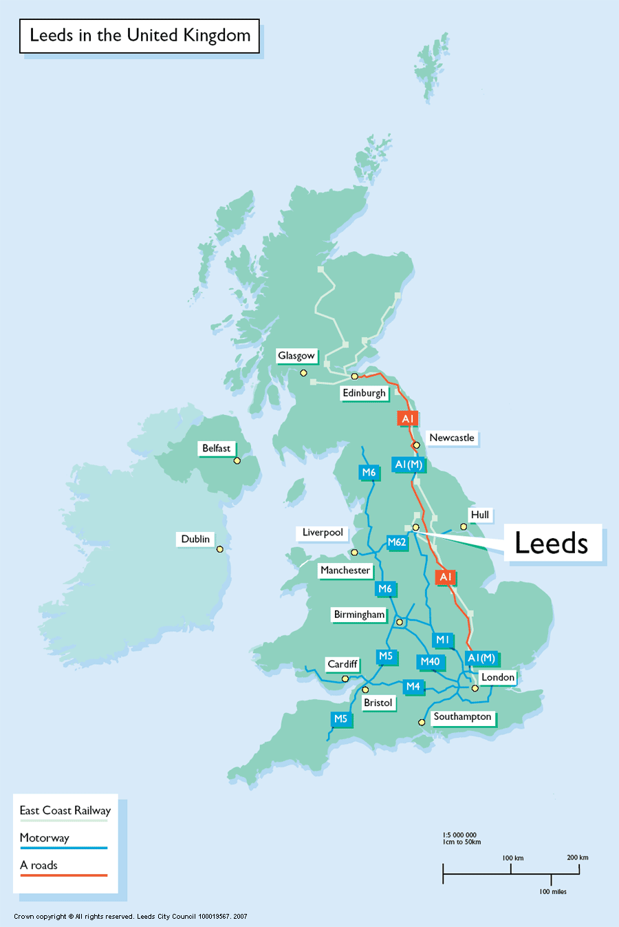 City map Leeds UK