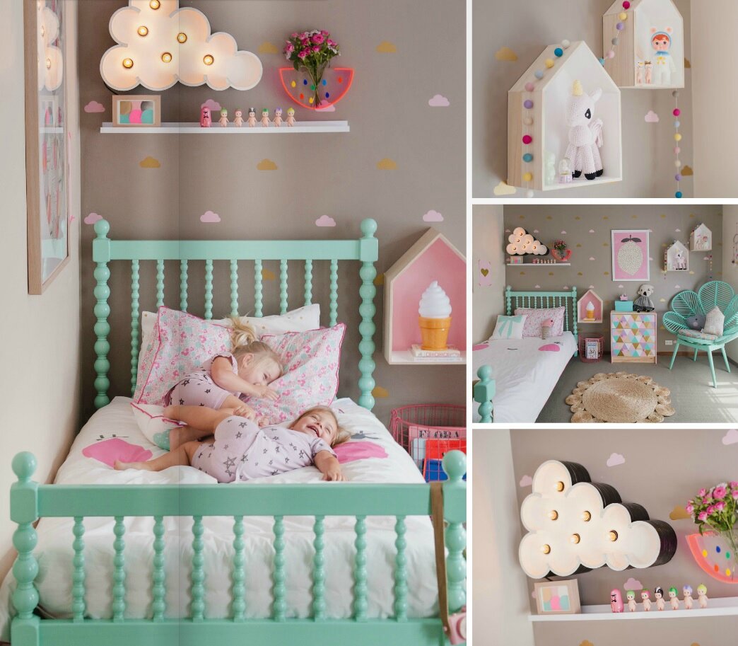 Déco chambre vert et rose