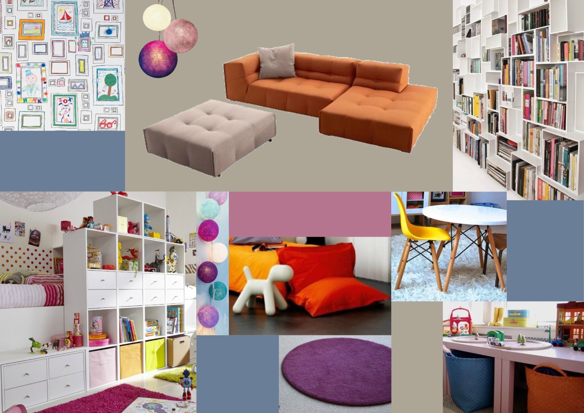 Décoration salle de jeux gris