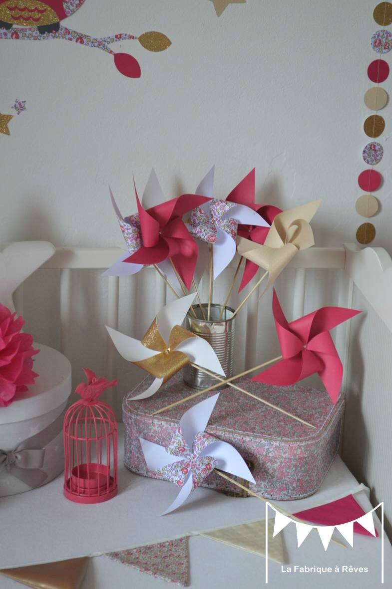 Décoration chambre bébé fille enfant liberty héloise fuchsia rose ...
