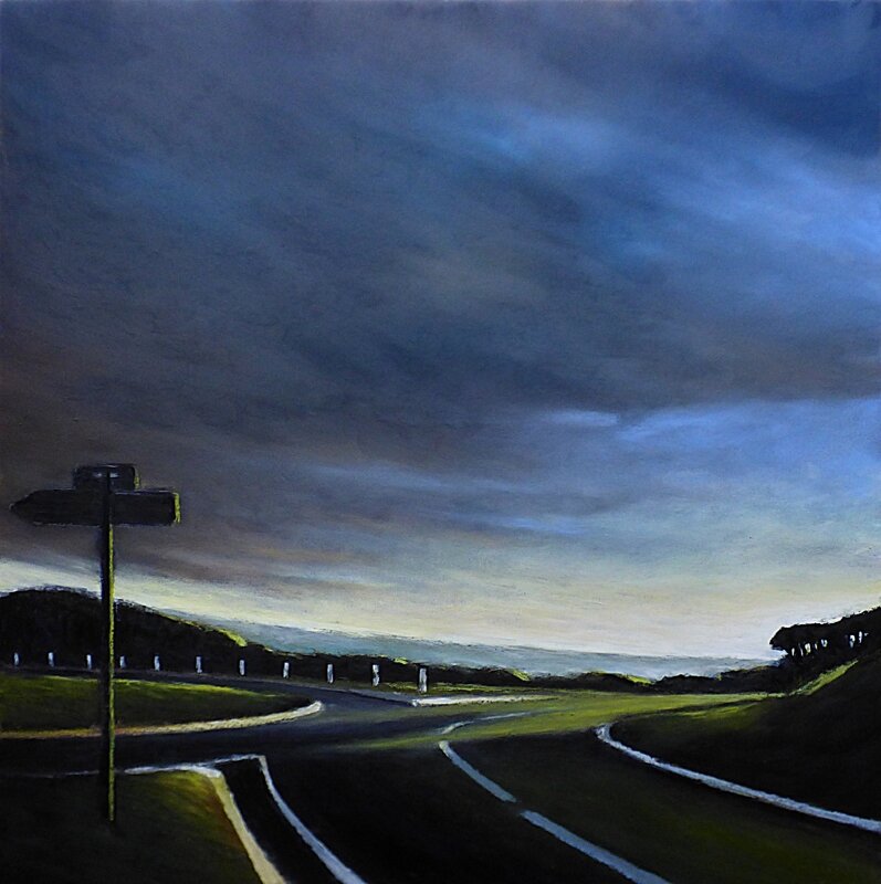 K'nowhere 93 (Don't going the wrong way), oct 2017, pastel à l'huile, 48 x 48 cm