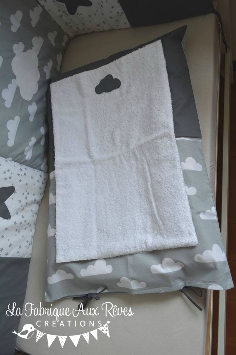 Linge lit bébé et décoration chambre bébé nuages et étoiles gris ...