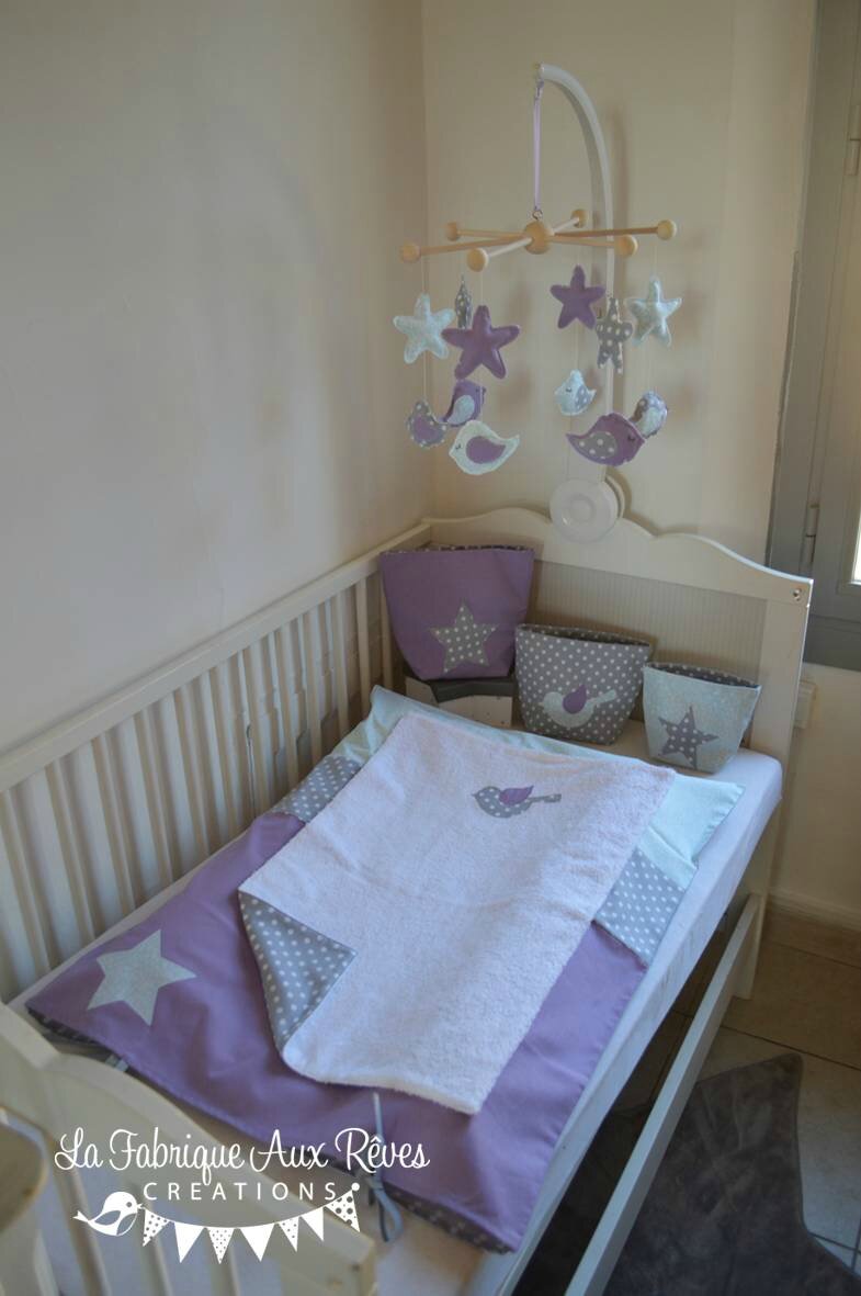 Décoration chambre bébé parme vert d'eau gris piou piou papillons ...