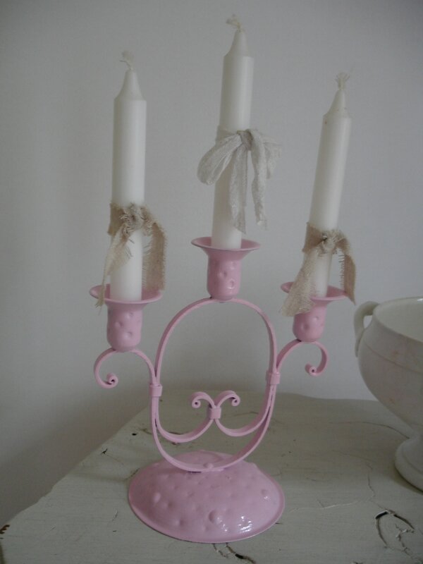 Bougoir ancien rose poudré