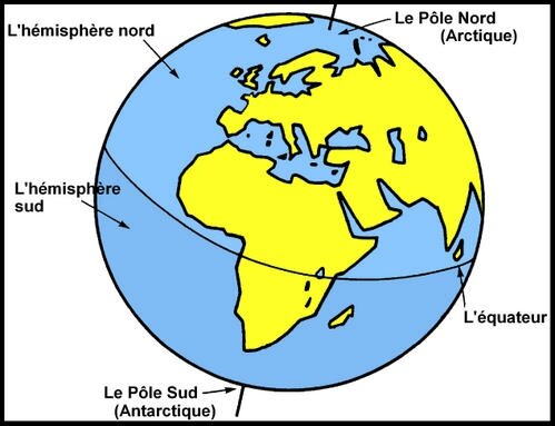 hemisphere nord et sud carte