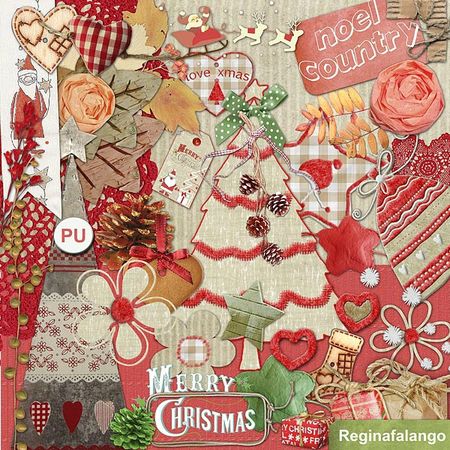 Digital Scrapbooking Kits Christmas, Digital Rustic Christmas