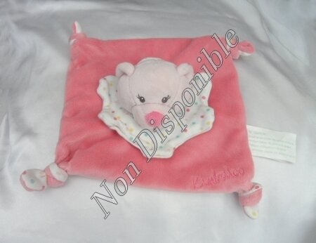 Doudou Peluche Plat Ours Rose Collerette Blanc Pois La Halle Kimbaloo