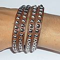 f) Bracelet Wrap Cuir