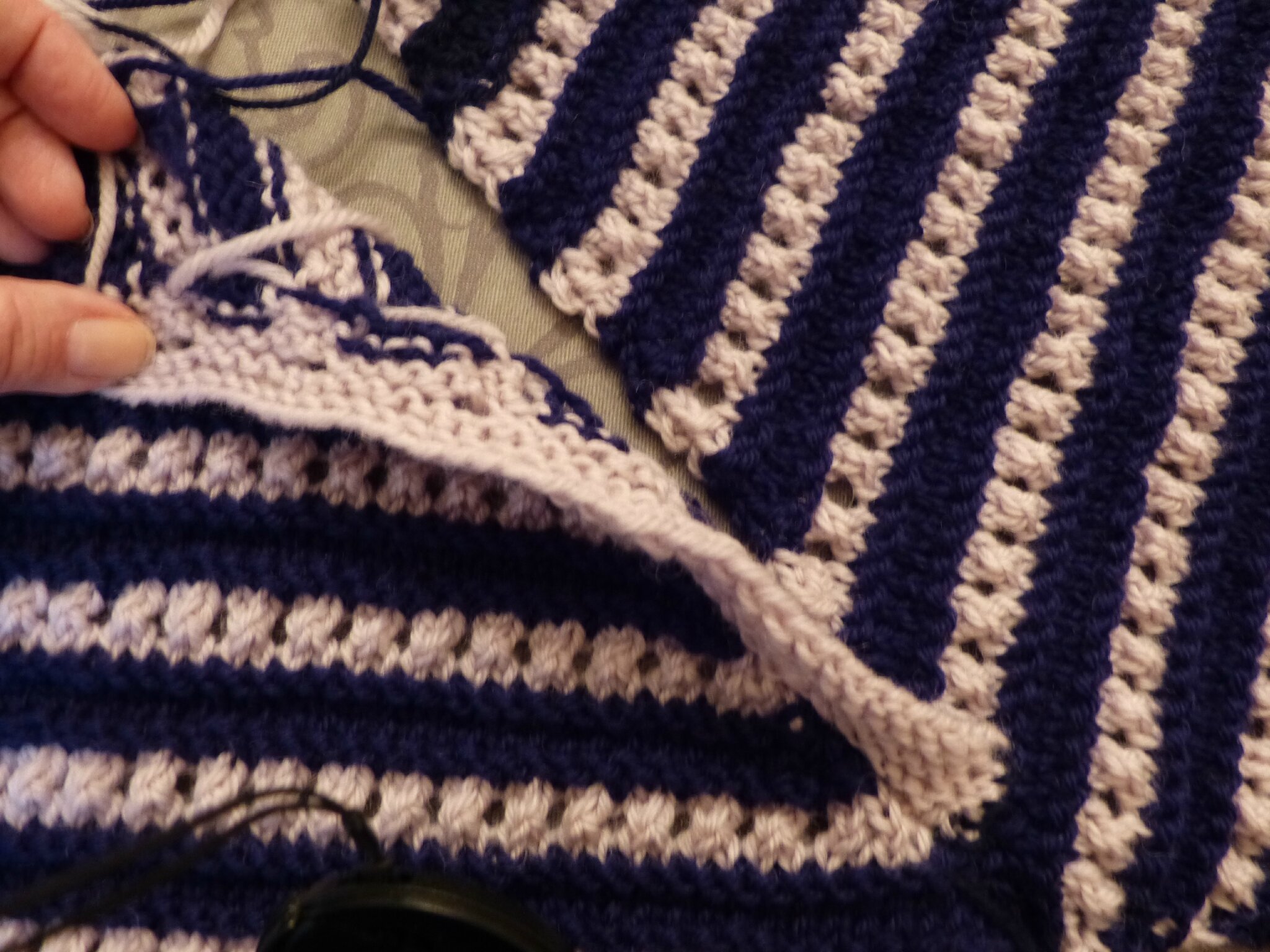 tricoter un rang trou trou