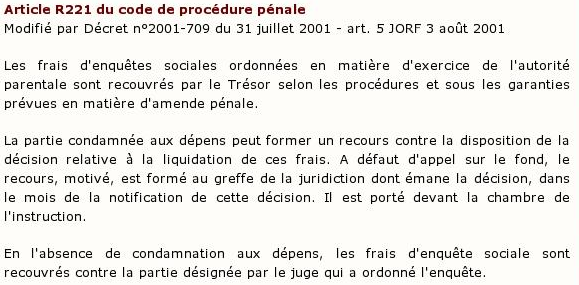 article R221 du code de procédure pénale