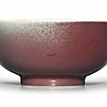 An unusual copper-red-glazed bowl, qianlong six-character seal mark in underglaze and of the period (1736-1795)