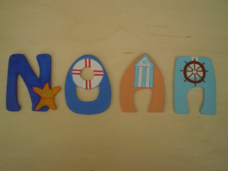 Lettres en bois (thème marin) 2 l'atelier déco de Lou