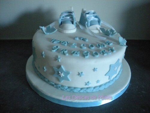 GATEAU 1 AN BABY BLUE BLANC ET OR - AAcook