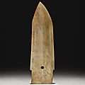 An archaic jade ceremonial blade, ge, shang dynasty (circa 1600-1046 bce)