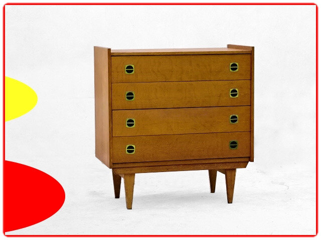commode vintage bois clair