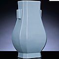 A fine ru-type vase, fanghu, qianlong six-character sealmark and of the period (1736-1795)