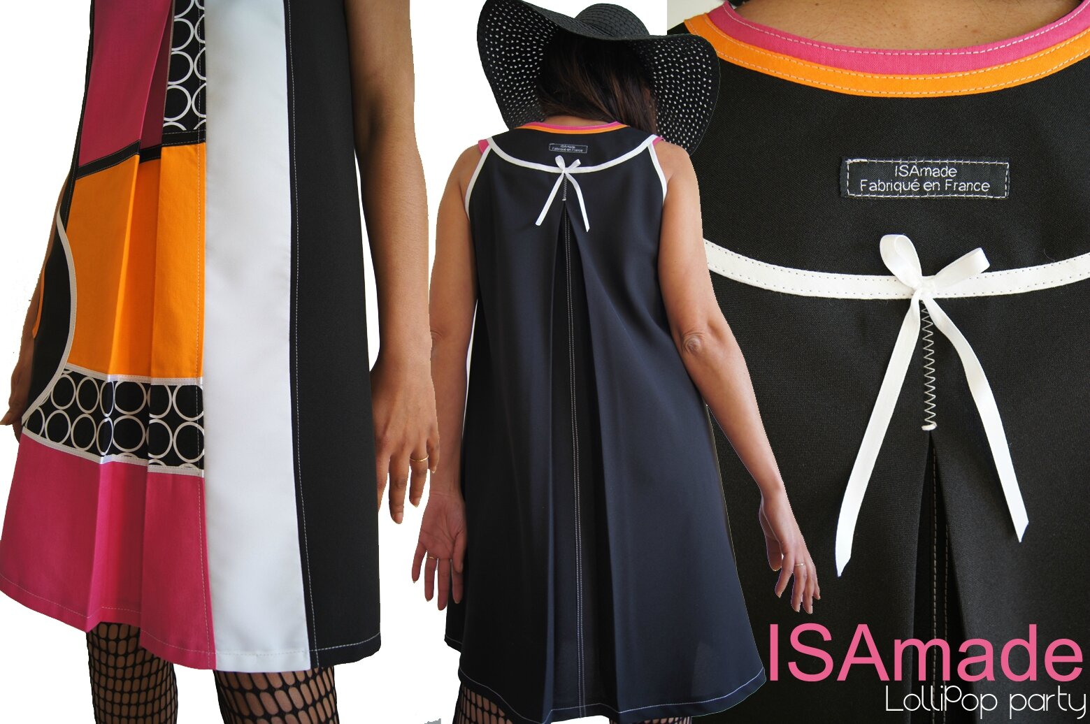 Robe trapèze Chasuble Asymétrique Noire & Blanche et couleurs acidulées Graphique Couture tendance Printemps2014
