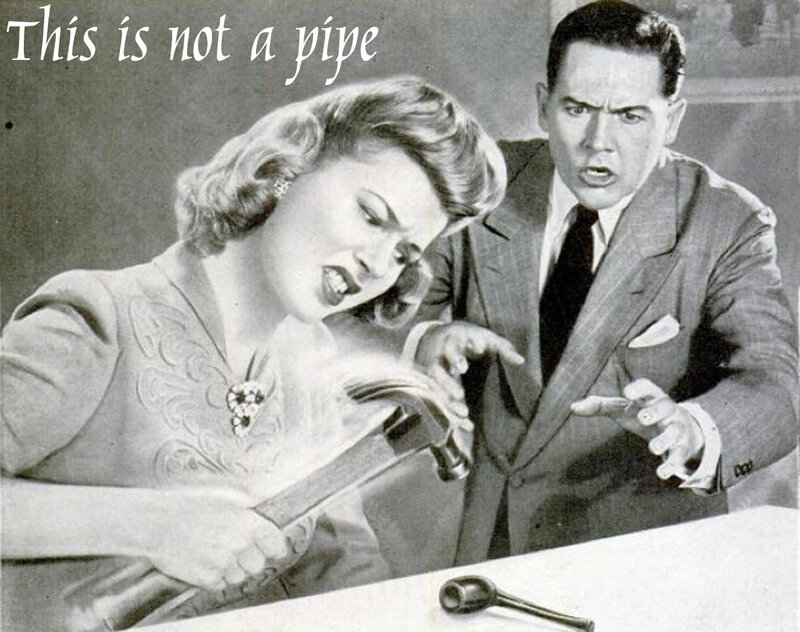 Ira CARTER - Magritte divorce ''ceci n'est pas une pipe'' - 2018 collage numérique