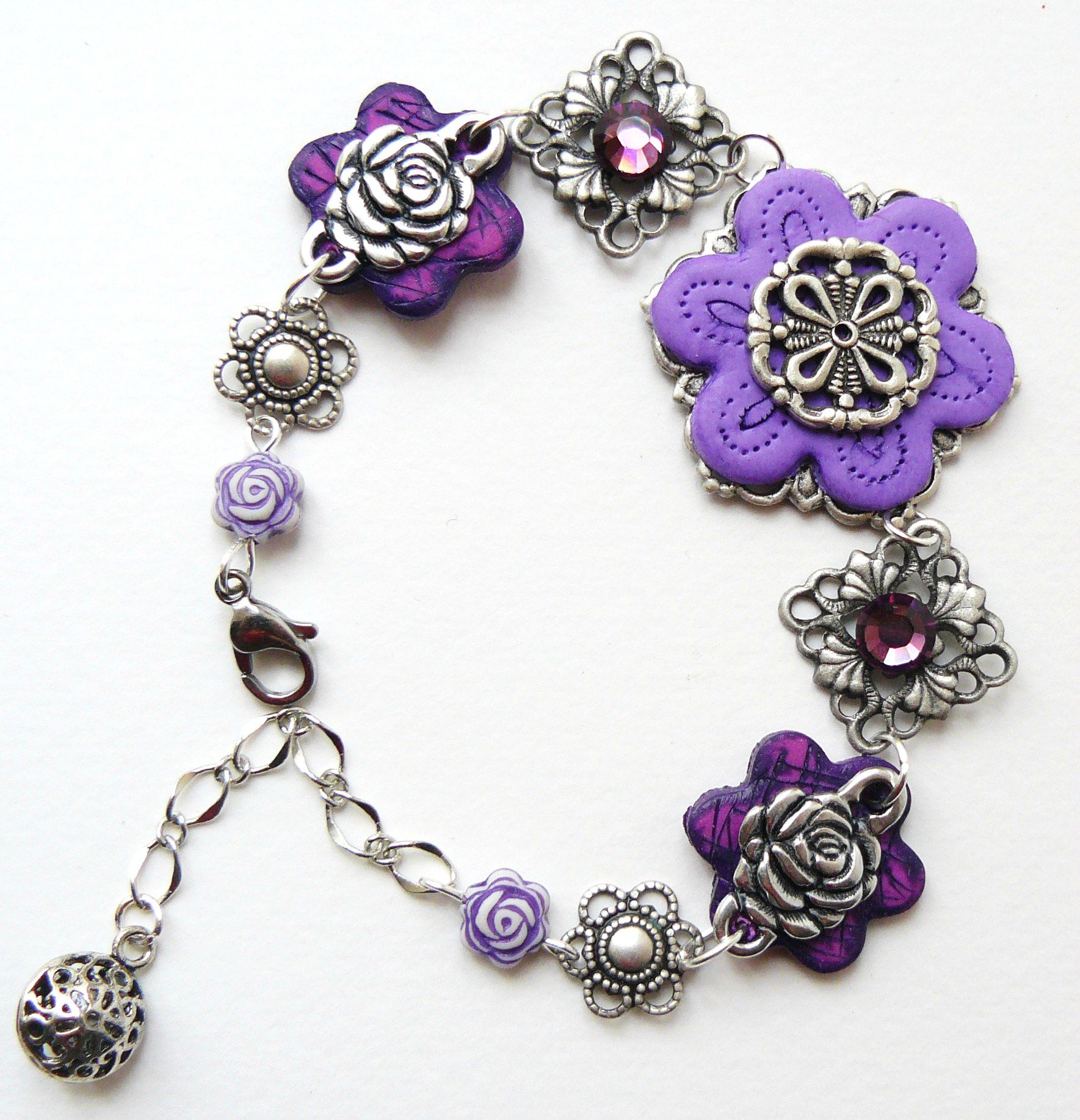 Bracelet violet - Photo de 2- bracelets - Rose Pistache