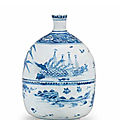 A rare blue and white flask for the japanese market, tianqi-chongzhen (1621-1644)