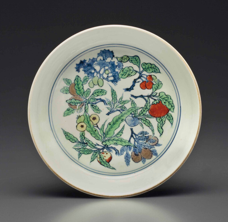 An extremely rare doucai brush washer, Jiajing six-character mark in underglaze blue and of the period (1522-1566)