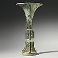 A bronze wine vessel (gu), late shang dynasty, 12th-11th century bc