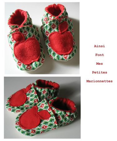 chaussons pomme rouge vert