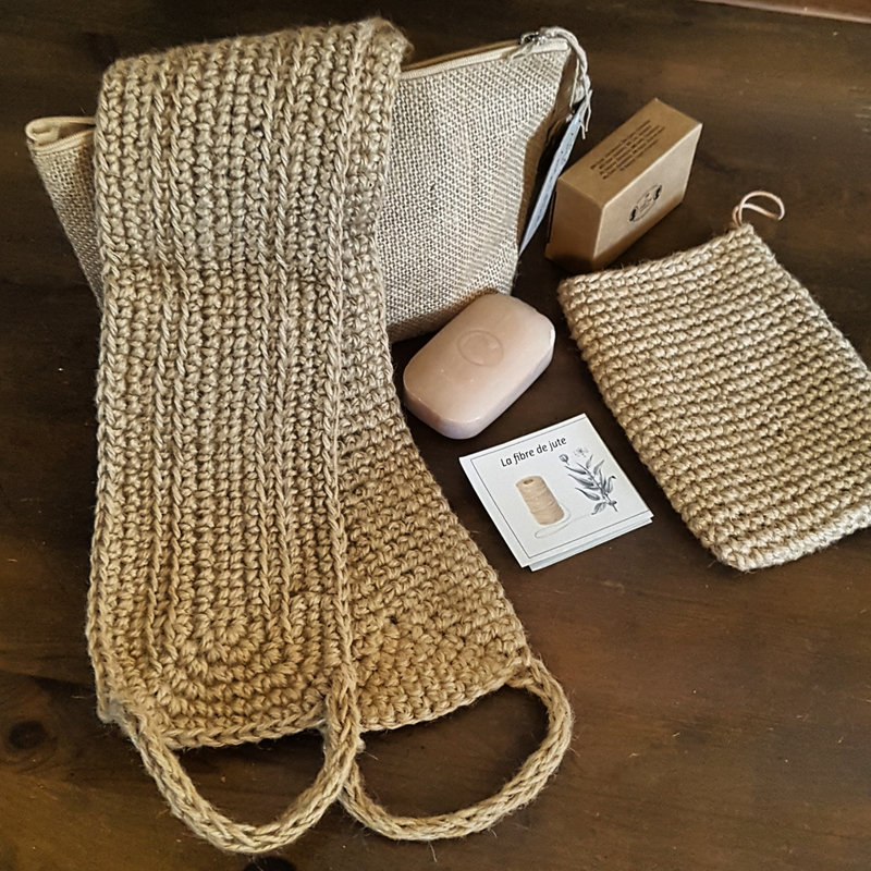 sangle isado jute crochet back scrubber exfoliant gommage