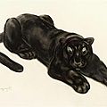 Georges-lucien guyot (1885-1973), panthère noire couchée.
