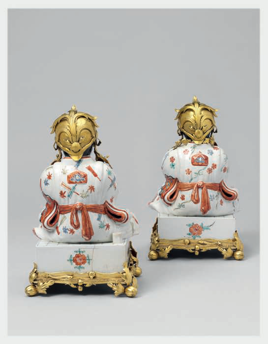 A Pair of Kakiemon Models of Karako (Chinese Boys) Seated on Go Boards with French Gilt Bronze Mounts 3