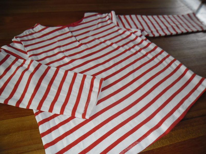 jersey coton blanc rayé rouge