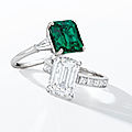 Emerald and diamond ring, monture cartier & diamond ring