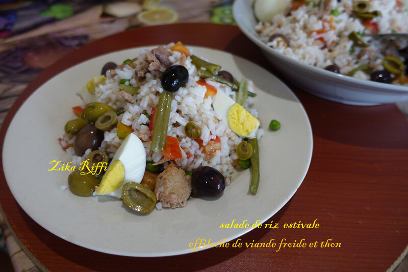 salade de riz estivale viande et thon