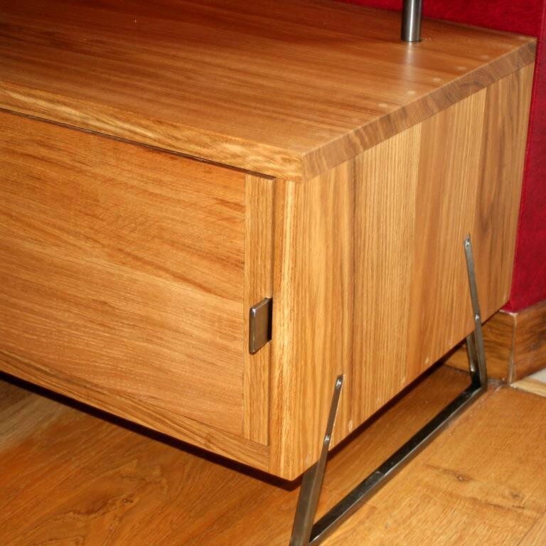 bibliothèque buffet bas chene huile 30cm montants acier