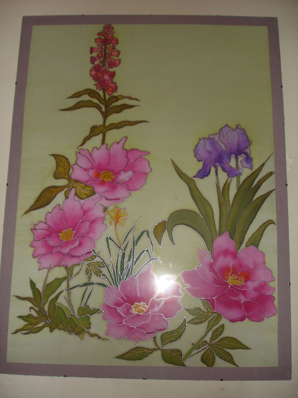 tableau peinture sur soie