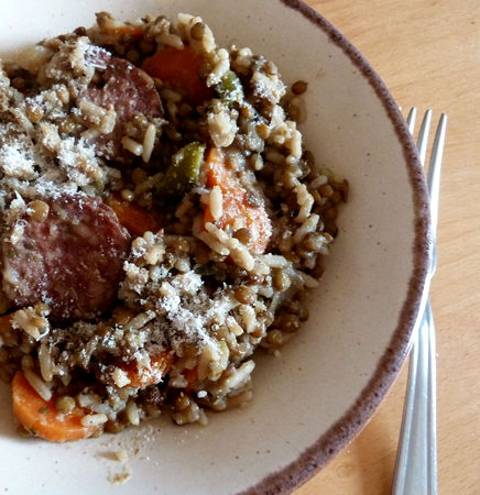 Recette Chilienne Lentilles Vertes Au Riz Et Saucisse Fumee