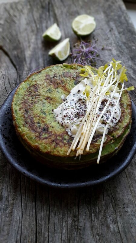 Pancakes Ail des ours et Tomme de Savoie