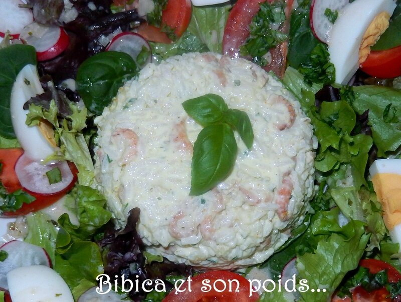 Salade de crevettes grises à la crème légère & curry gros plan