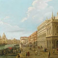 Follower of antonio canaletto (1697-1768) a view of the riva degli schiavoni with the santa maria della salute beyond