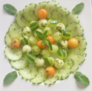  entrée d'été Mentalo green du chef custos ( melon concombre)