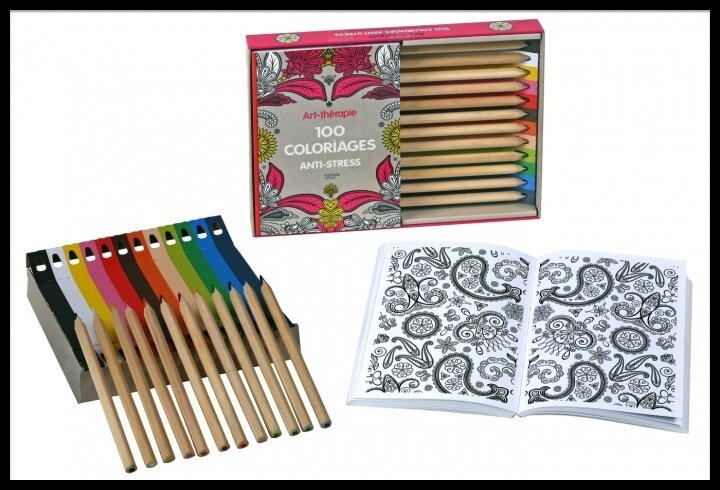 Coffret Art Thérapie - 100 coloriages anti stress ...