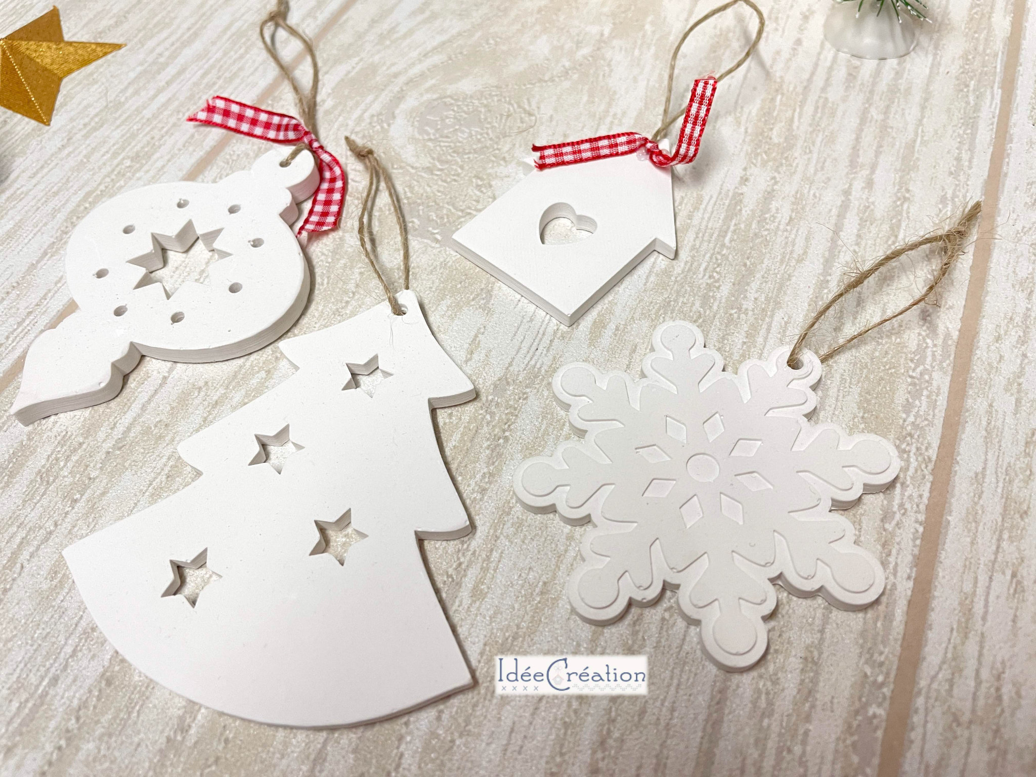 Ensemble de 4 suspensions / Raysin / déco de Noël / déco de sapin