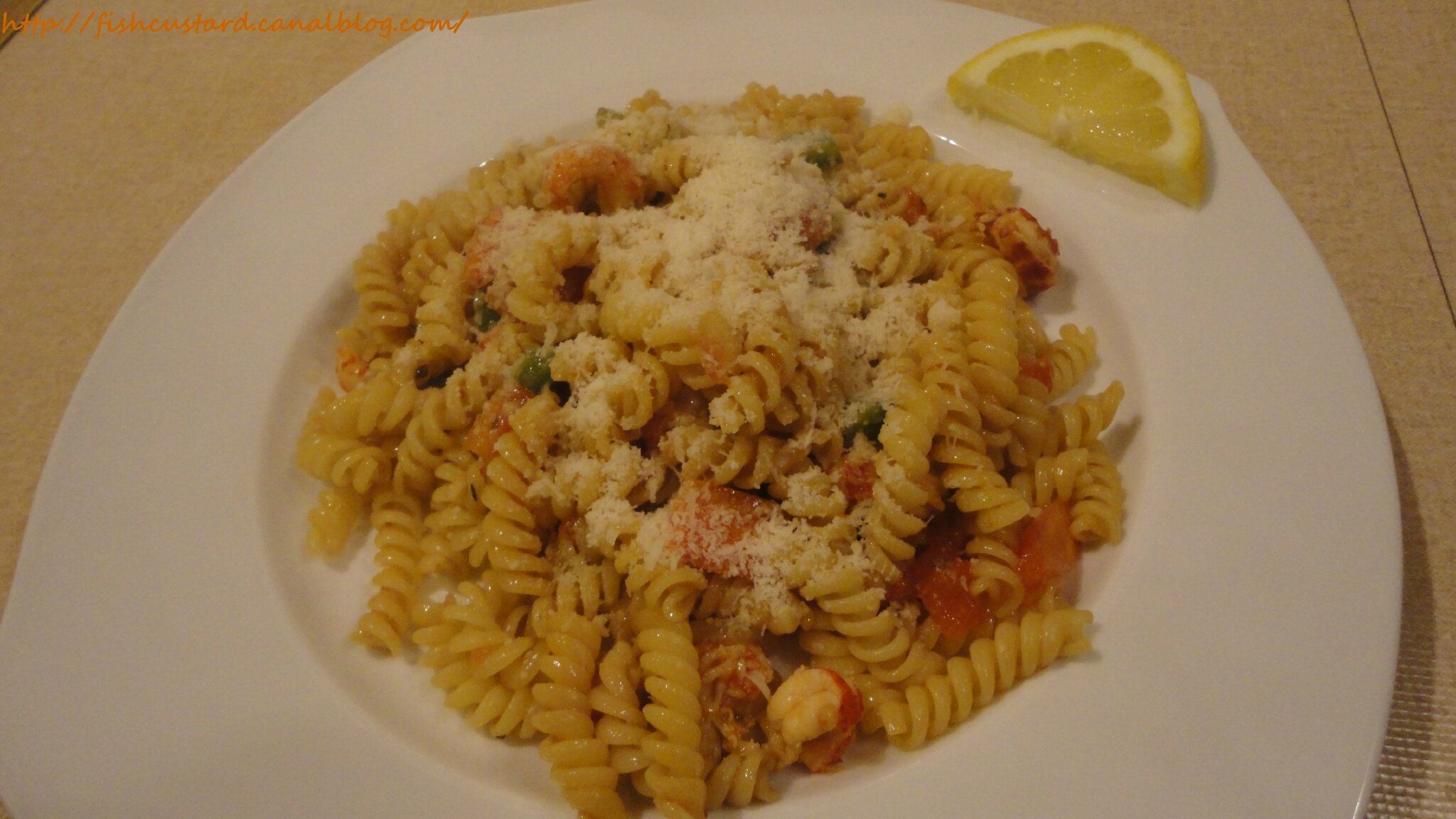 Fusilli aux écrevisses, bisque de homard et petits légumes Fish Custard
