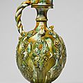A magnificent sancai-glazed ewer, Tang dynasty