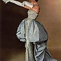 Model wearing a Balenciaga evening gown for L’Officiel, 1950s, Photo by Philippe Pottier.