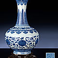 A fine ming-style blue and white bottle vase, qianlong six-character sealmark and of the period (1736-1795)
