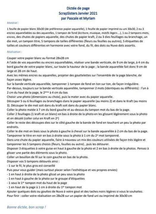 dictée de page janvier 2020 scrapsiters