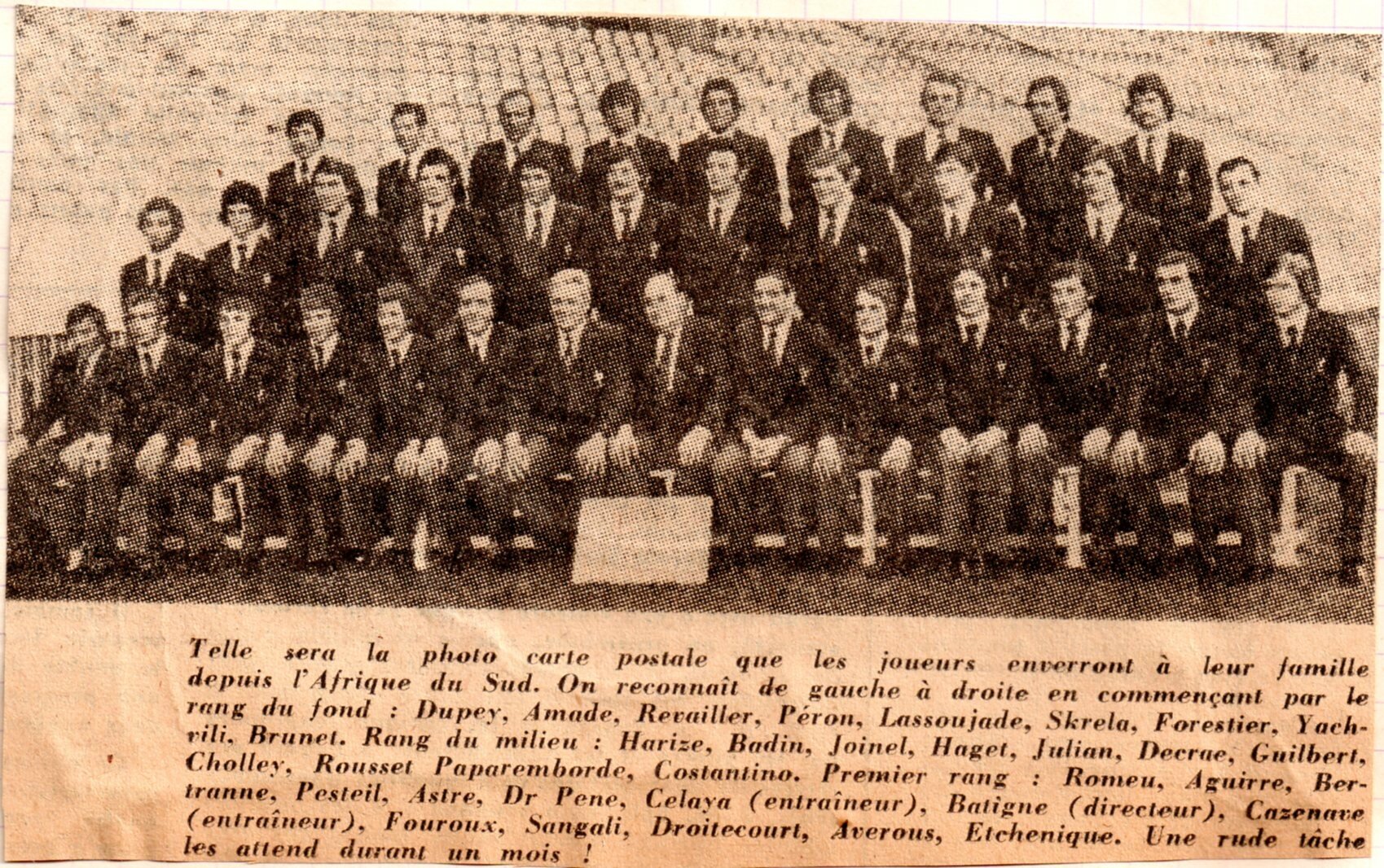 TOURNEE Du XV De France En Afrique Du Sud ( Juin 1975) - CSMPuteaux ...